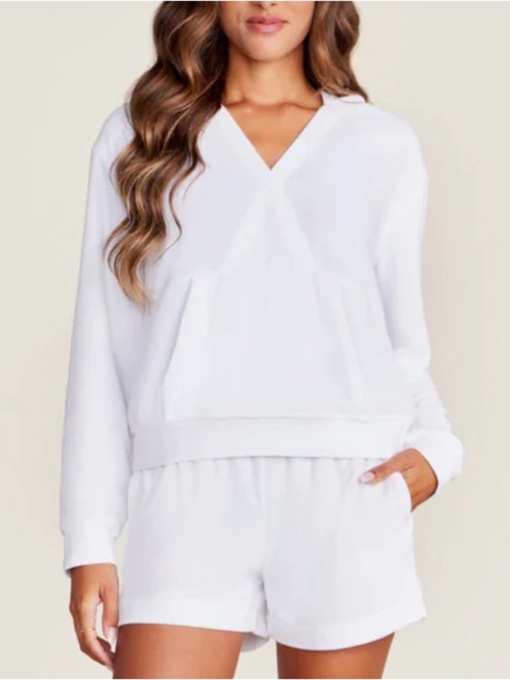 BAREFOOT DREAMS BEACH cozyterry crossover pullover hoodie white large